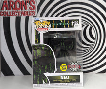 Load image into Gallery viewer, Pop Vinyl Movies The Matrix #1172 Neo Glow-in-the-Dark Special Edition Vinyl Figure