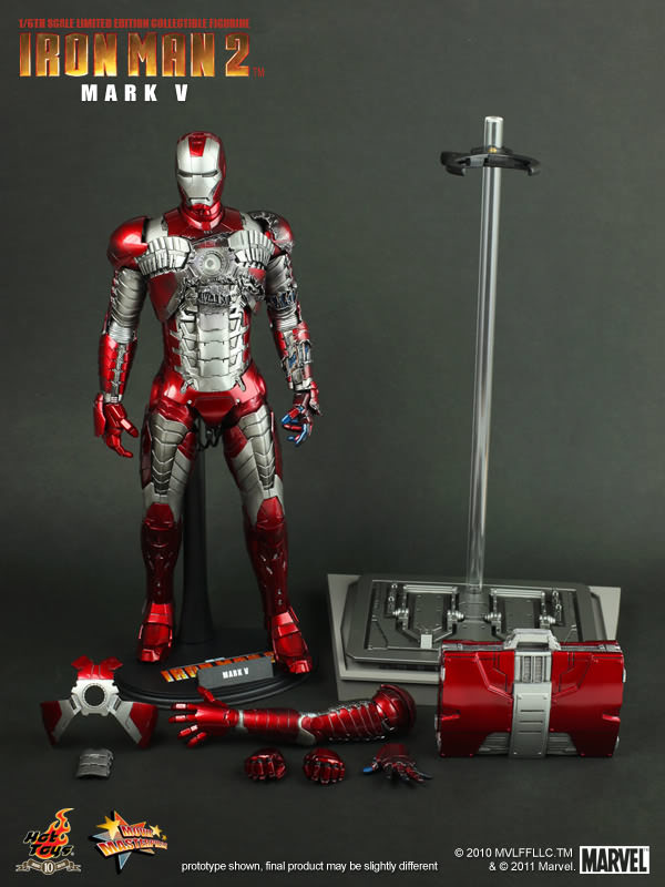 Hot Toys MMS145 Marvel Iron Man 2 Iron Man Mark V 1/6th Scale Action Figure