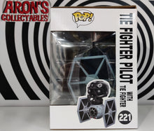 Load image into Gallery viewer, Pop Vinyl Star Wars TIE Fighter Pilot with TIE Fighter #221 Vinyl Bobble-Head Figure