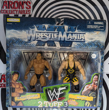 Load image into Gallery viewer, WWF Wrestlemania XV 2 Tuff 3 The Rock &amp; Owen Hart Action Figure Set
