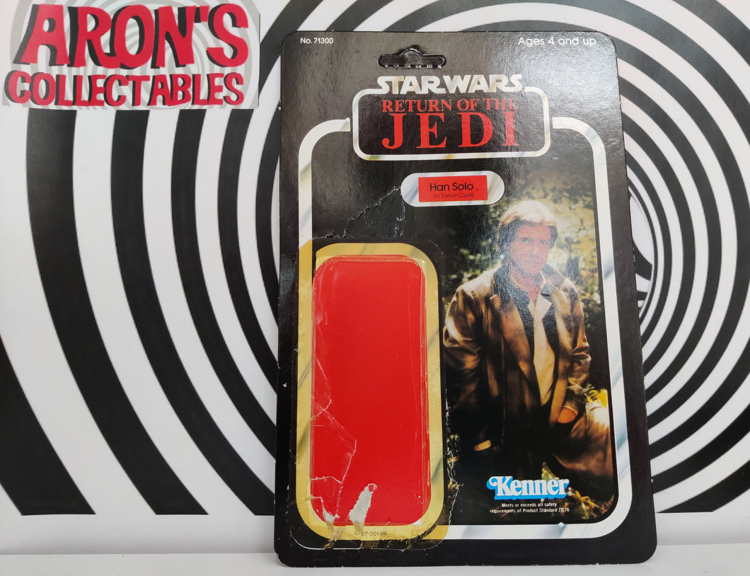 Star Wars Vintage 1983 Return of the Jedi Han Solo Trench Coat 77 Back Unpunched Card