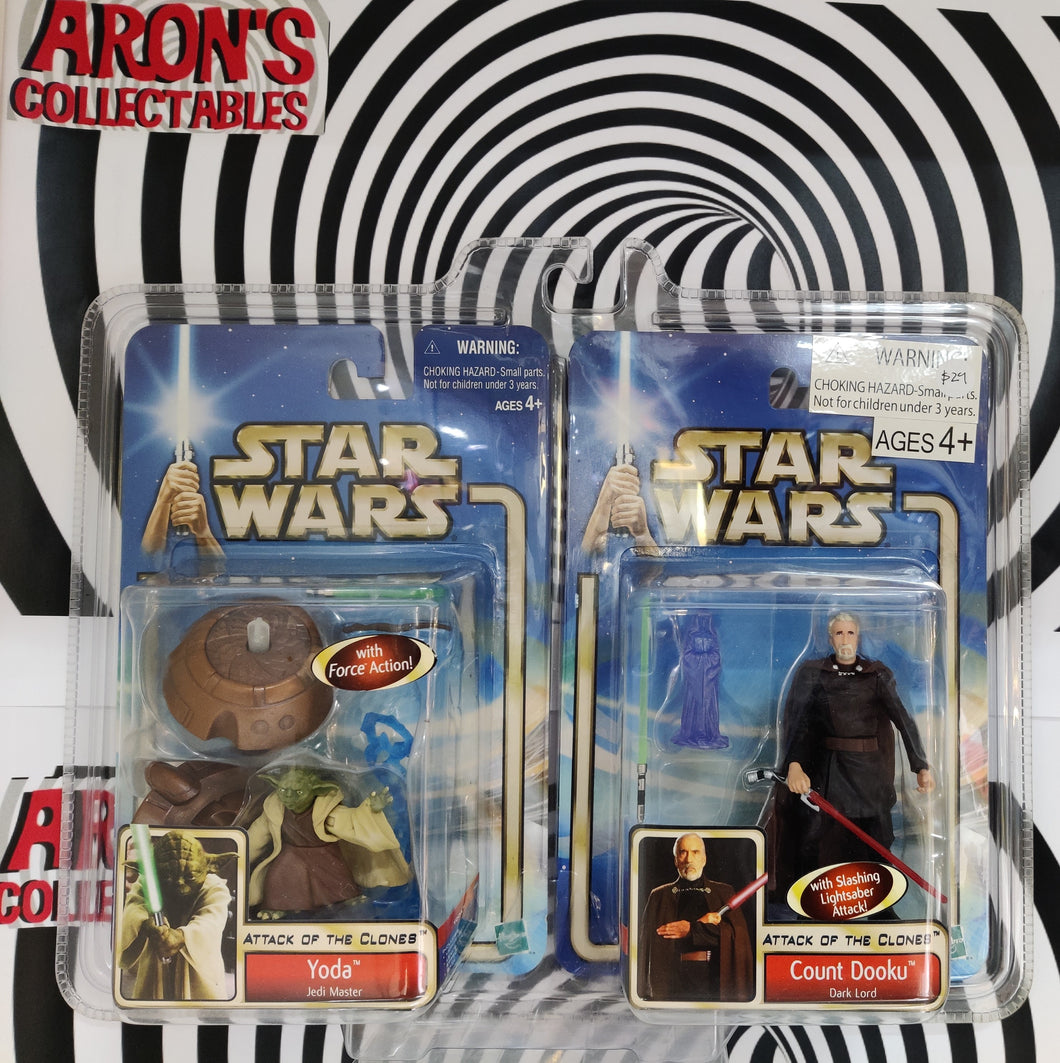 Star Wars Attack of the Clones Yoda and Count Dooku Action Figure Set
