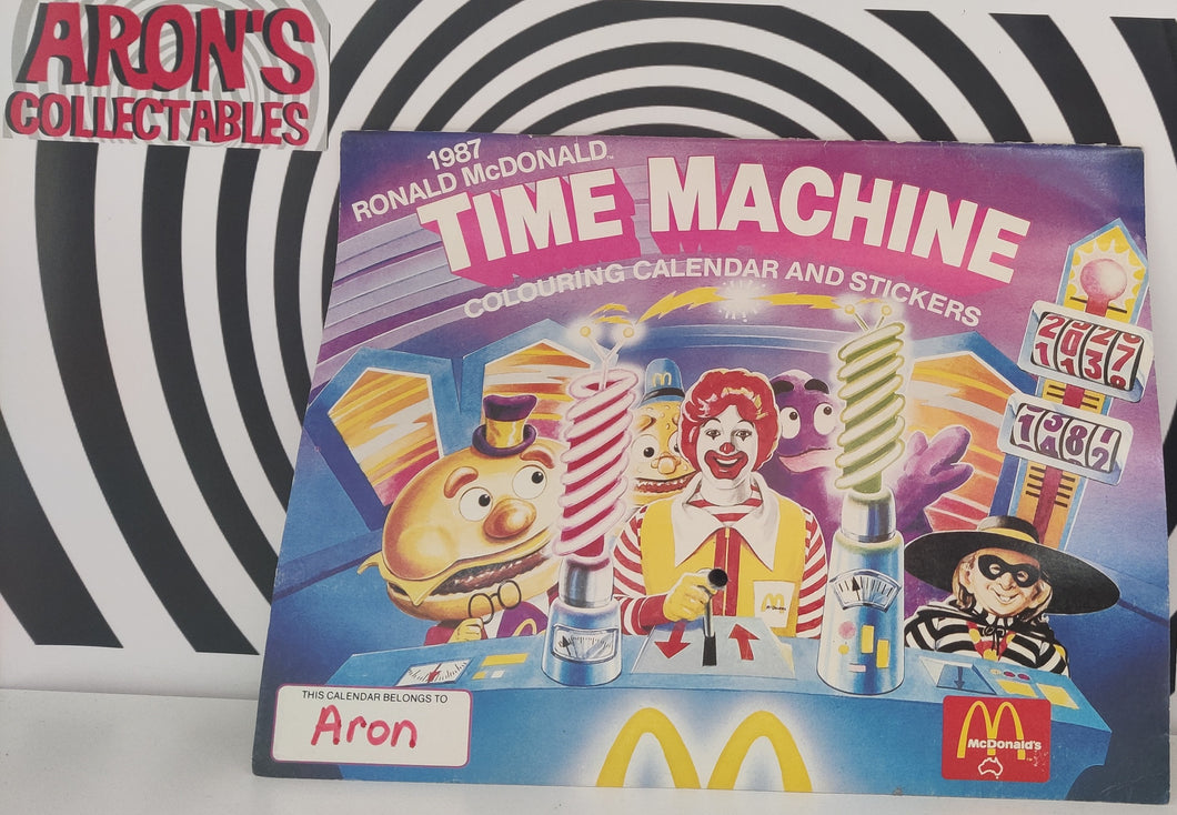 Vintage 1987 Ronald McDonald Time Machine Colouring Calendar and Sticker Book
