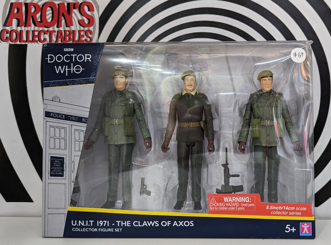 Doctor Who U.N.I.T 1971 The Claws of Axos Action Figure Set