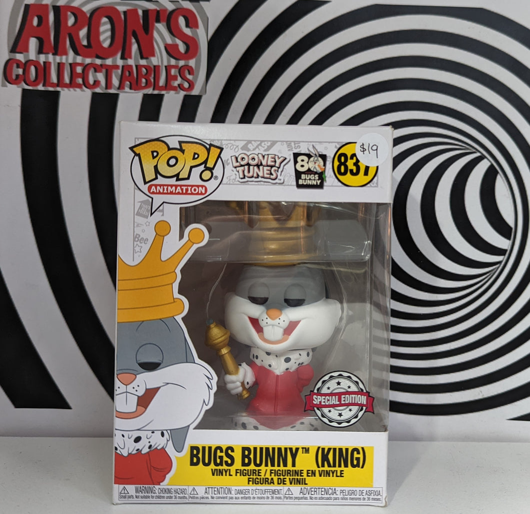 Funko Pop Vinyl Animation Series Looney Tunes Bugs Bunny (King) #837 Special Edition Vinyl Figure